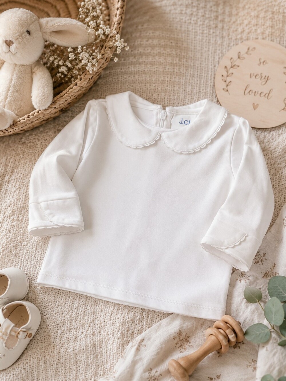 Classic Prep White Peter Pan Collar Long Sleeve Top 12–18M